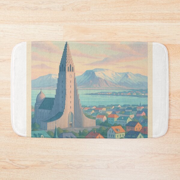 Item preview, Reykjavik View with Hallgrímskirkja and Coastal Mountains designed and sold by Places On Earth.