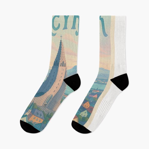 Item preview, Reykjavik View with Hallgrímskirkja and Coastal Mountains designed and sold by Places On Earth.