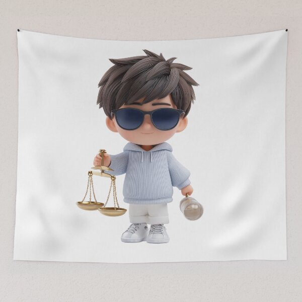 Item preview, Cool Libra Chibi Boy – Stylish Zodiac Character Art designed and sold by GoldenChiArt.
