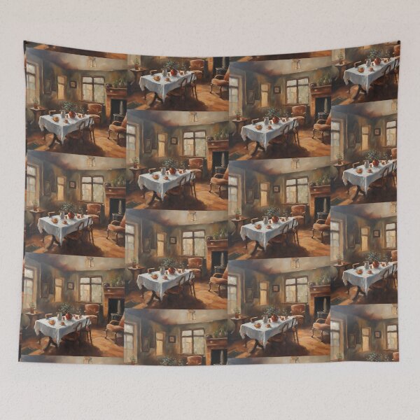 Item preview, Cozy Vintage Dining Room Painting designed and sold by Diclebaybas.