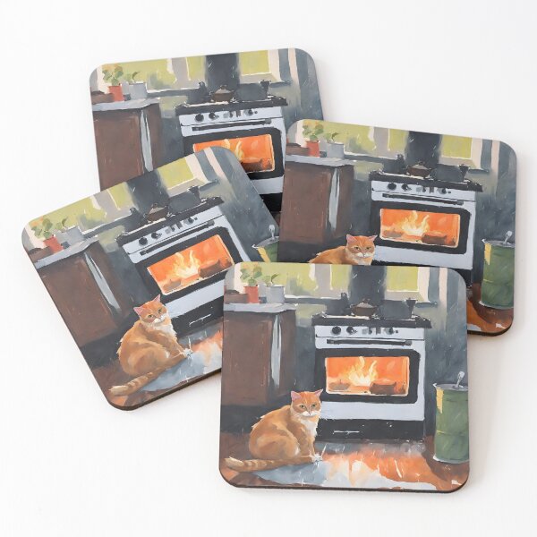 Item preview, Cozy Kitchen with Cat and Fireplace  designed and sold by Diclebaybas.