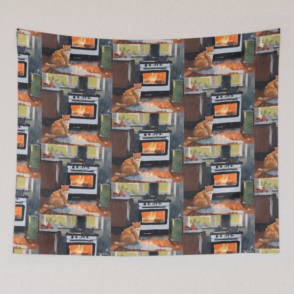 Item preview, Cozy Kitchen with Cat and Fireplace  designed and sold by Diclebaybas.