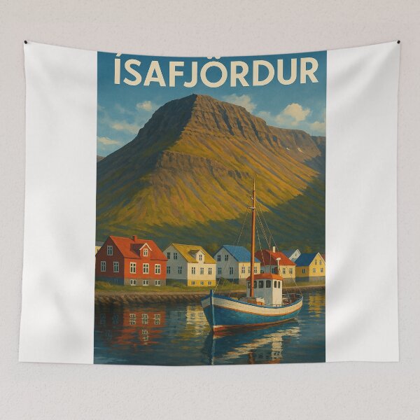 Item preview, Ísafjörður Harbor with Mountain Backdrop, Iceland designed and sold by Places On Earth.