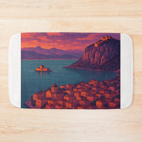Item preview, Nafplio Coastline and Acronauplia at Dusk, Greece designed and sold by Places On Earth.