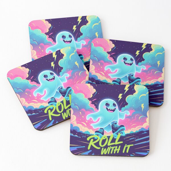 Item preview, ghost on roller skates - Roll With It designed and sold by 0606PM.