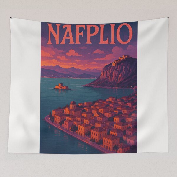 Item preview, Nafplio Coastline and Acronauplia at Dusk, Greece designed and sold by Places On Earth.