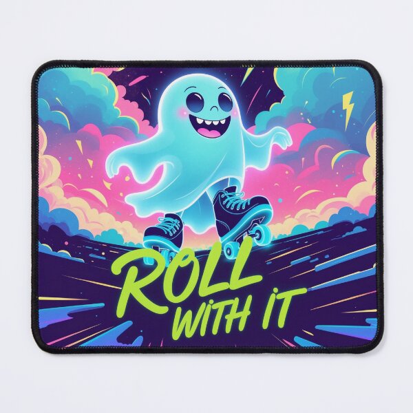Item preview, ghost on roller skates - Roll With It designed and sold by 0606PM.