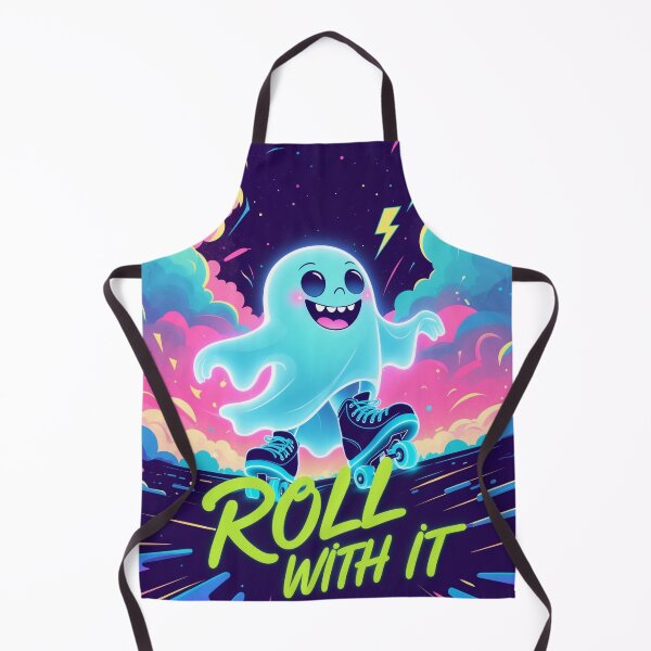 Item preview, ghost on roller skates - Roll With It designed and sold by 0606PM.