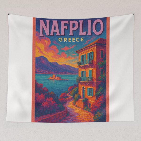 Item preview, Nafplio Seafront with Bourtzi and Peloponnesian Hills designed and sold by Places On Earth.