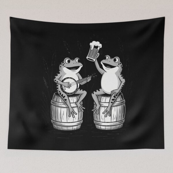 Item preview, Cottagecore Frog Banjo Playing Beer Drinking Aesthetic designed and sold by tearbytea.