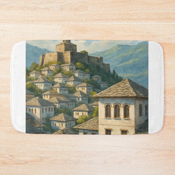 Item preview, Gjirokastër Fortress Above Historic Albanian Townscape designed and sold by Aryabek.