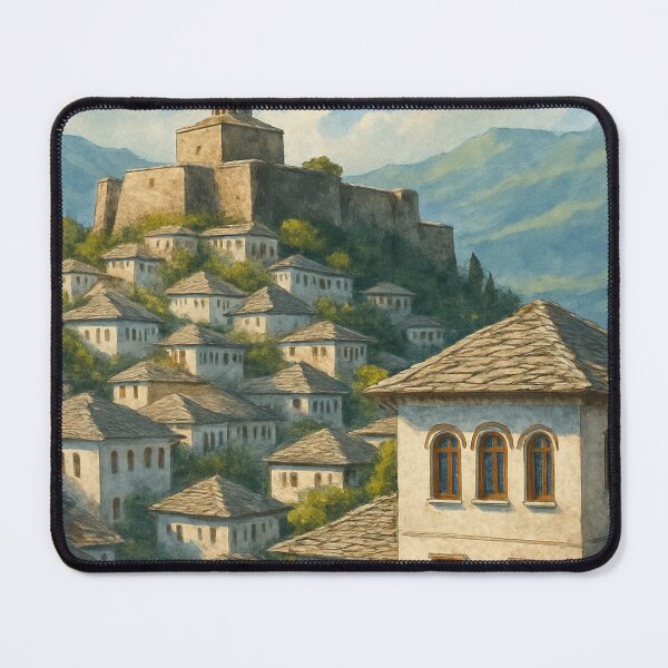 Item preview, Gjirokastër Fortress Above Historic Albanian Townscape designed and sold by Aryabek.