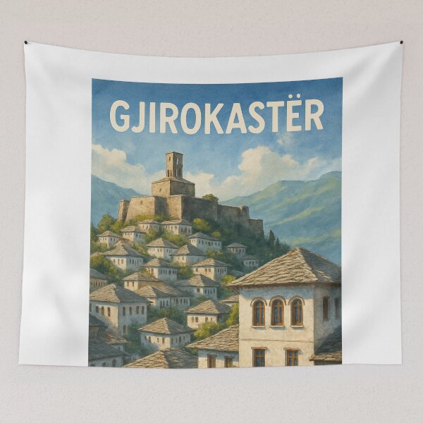 Item preview, Gjirokastër Fortress Above Historic Albanian Townscape designed and sold by Aryabek.
