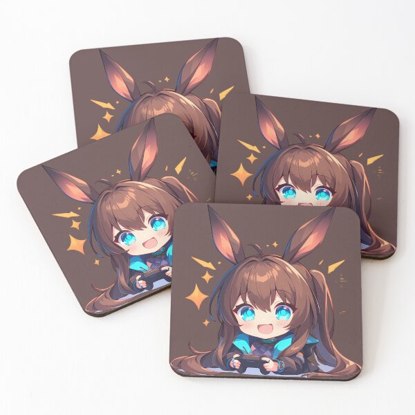 Artikelvorschau, Prelude Dawn Amiya Arknights Spiel Chibi Gaming Joyful Bunny Ohren Controller entworfen und verkauft von earlobejerk.