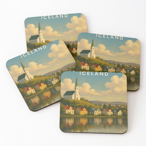 Item preview, Kópavogur Church and Colorful Lakeside Homes, Iceland designed and sold by Aryabek.