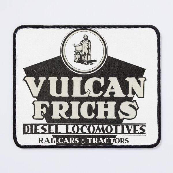 Item preview, 1930s Vulcan Frichs Diesel Locomotive Advert - Industrial Railcar & Tractor Art - Vintage Blacksmith Illustration designed and sold by taspaul.
