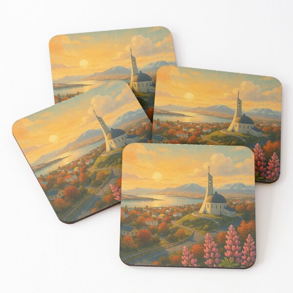 Item preview, Kópavogskirkja and Sunset Over Capital Region, Iceland designed and sold by Aryabek.