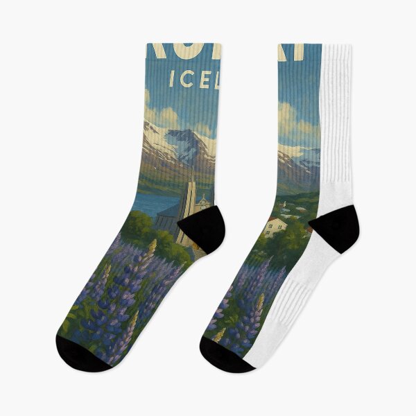 Item preview, Akureyri Church and Lupine Fields, North Iceland designed and sold by Aryabek.