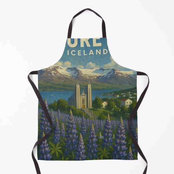 Item preview, Akureyri Church and Lupine Fields, North Iceland designed and sold by Aryabek.