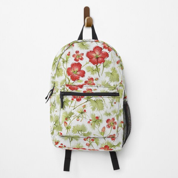 Item preview, Red Flowers and Green Leaves on White Background designed and sold by CoolPixels.