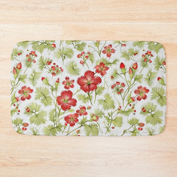 Item preview, Red Flowers and Green Leaves on White Background designed and sold by CoolPixels.