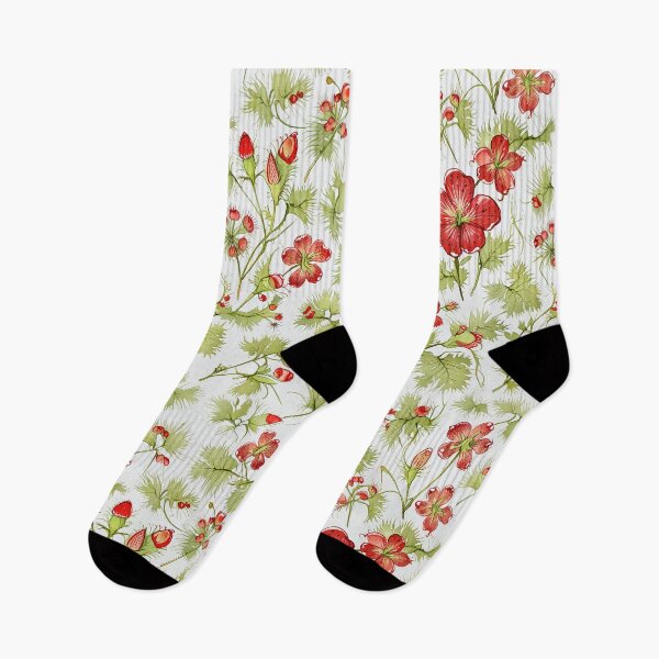 Item preview, Red Flowers and Green Leaves on White Background designed and sold by CoolPixels.