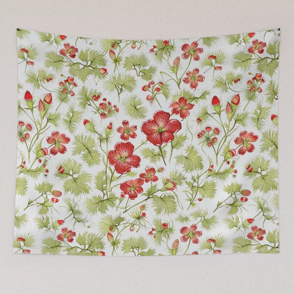 Item preview, Red Flowers and Green Leaves on White Background designed and sold by CoolPixels.
