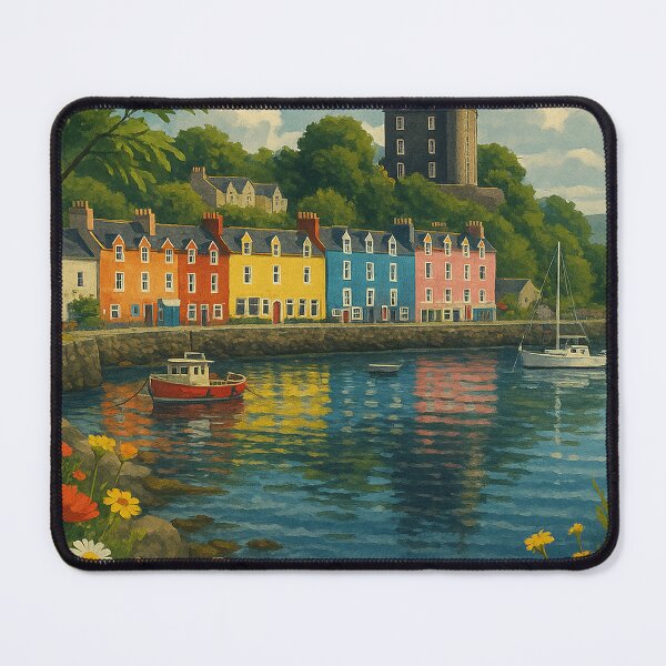 Item preview, Tobermory Waterfront with Flowers, Isle of Mull designed and sold by Aryabek.