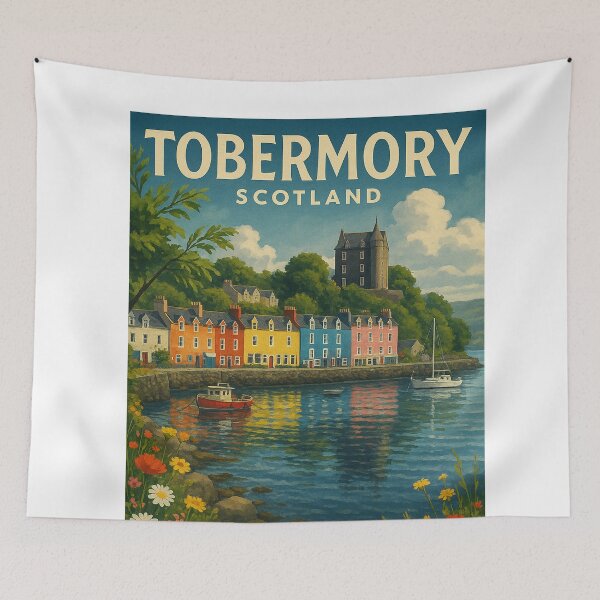 Item preview, Tobermory Waterfront with Flowers, Isle of Mull designed and sold by Aryabek.