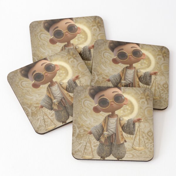 Item preview, Libra Chibi Boy in Golden Zen – Mystical Zodiac Boho Art designed and sold by GoldenChiArt.