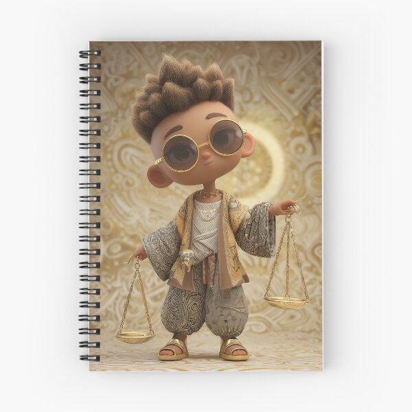 Item preview, Libra Chibi Boy in Golden Zen – Mystical Zodiac Boho Art designed and sold by GoldenChiArt.