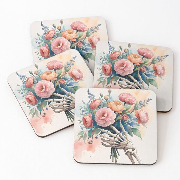 Item preview, Floral Skeleton Hand – Gothic Botanical Watercolor Illustration designed and sold by modishwelt.