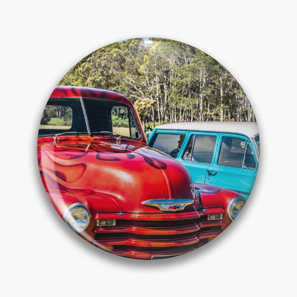 Item preview, 1950s Candy Apple Red Hot Rod Pickup - Vintage American Cruiser - Retro Custom Truck Art designed and sold by taspaul.