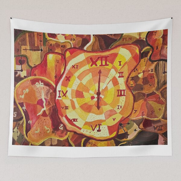 Item preview, Surreal Melting Clock Art Print – Abstract Dali-Inspired Time Painting with Warm Earth Tones designed and sold by NaChomArtStudio.