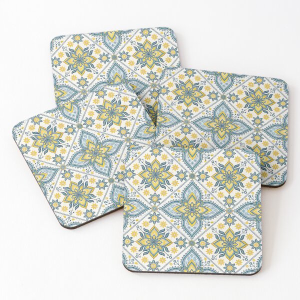 Item preview, Vibrant Teal and Yellow Ornamental Floral Seamless Pattern. designed and sold by RGShirtWorks.