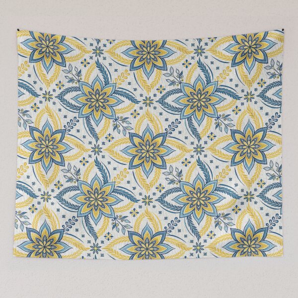 Item preview, Vibrant Bohemian Blue and Yellow Floral Seamless Pattern. designed and sold by RGShirtWorks.