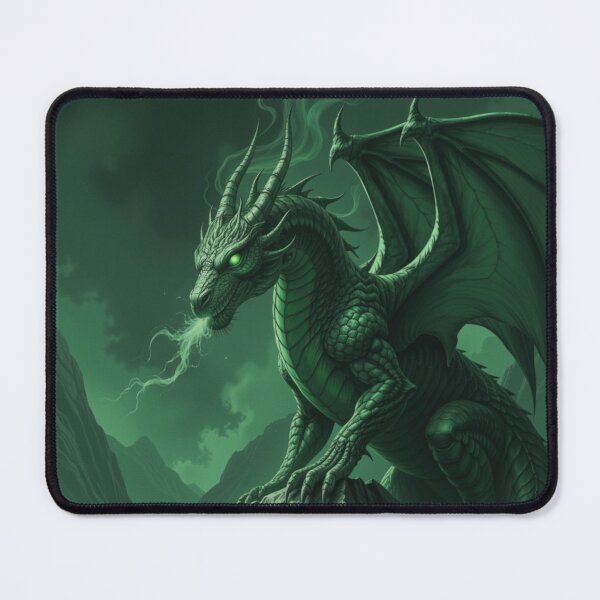 Item preview, Emerald Monochrome Dragon – Epic Fantasy Creature Illustration designed and sold by DiceWay.