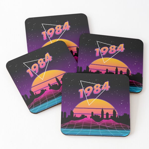 Item preview, 1984 – Neon Synthwave Sunset Cityscape designed and sold by NiceHatHarry.