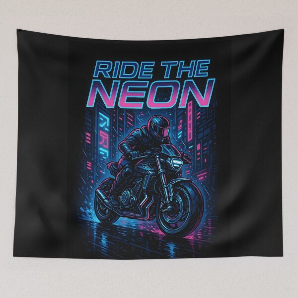 Item preview, Neon Rider – Futuristic Motorcycle Night Scene designed and sold by R3X .