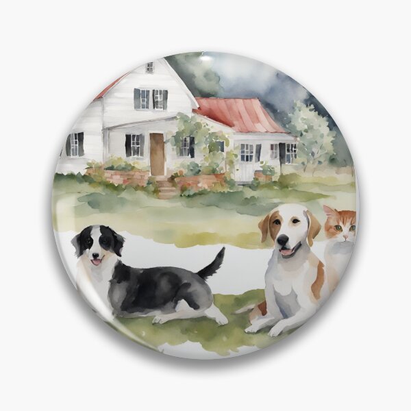 Item preview, Country House with Dogs and Cat  designed and sold by Diclebaybas.