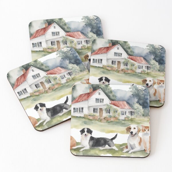Item preview, Country House with Dogs and Cat  designed and sold by Diclebaybas.