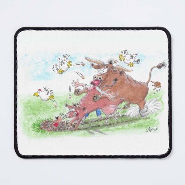 Item preview, Bull interrupts farmer while milking designed and sold by Richard Fettes.