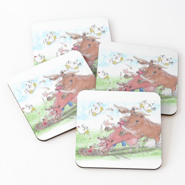 Item preview, Bull interrupts farmer while milking designed and sold by Richard Fettes.