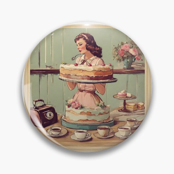 Item preview, Charming Retro Kitchen Scene with Cakes and Tea designed and sold by Diclebaybas.