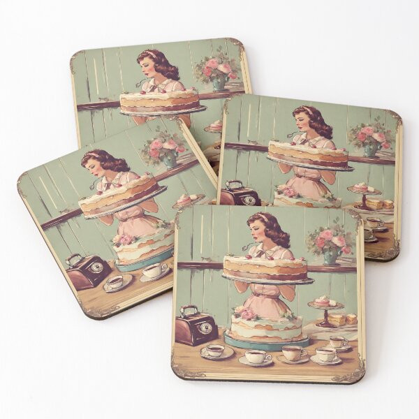 Item preview, Charming Retro Kitchen Scene with Cakes and Tea designed and sold by Diclebaybas.