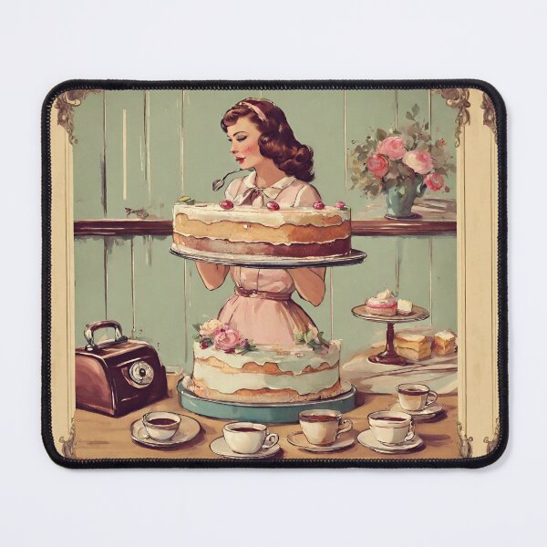Item preview, Charming Retro Kitchen Scene with Cakes and Tea designed and sold by Diclebaybas.
