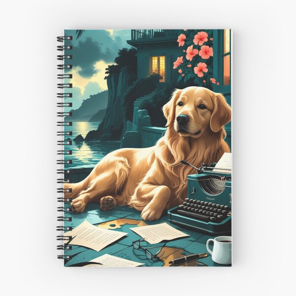 Item preview, Golden Retriever with glossy fur and a gentleman vintage typewriter designed and sold by mcinnesstore.