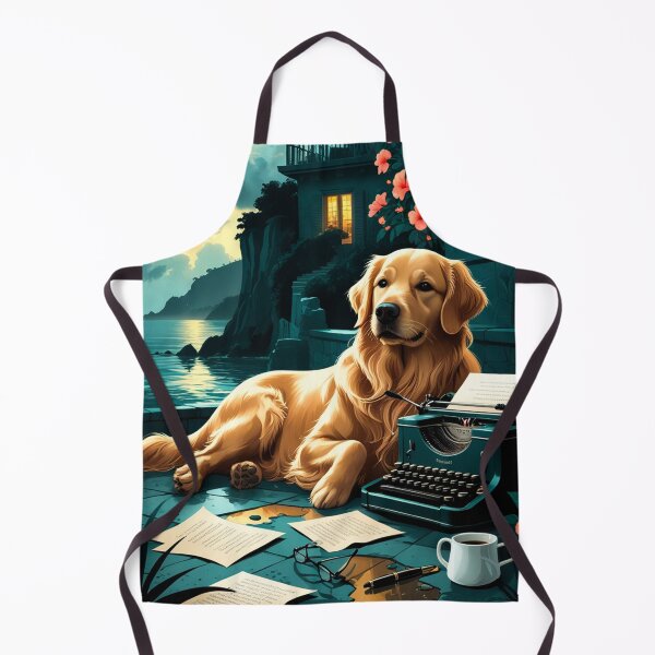 Item preview, Golden Retriever with glossy fur and a gentleman vintage typewriter designed and sold by mcinnesstore.