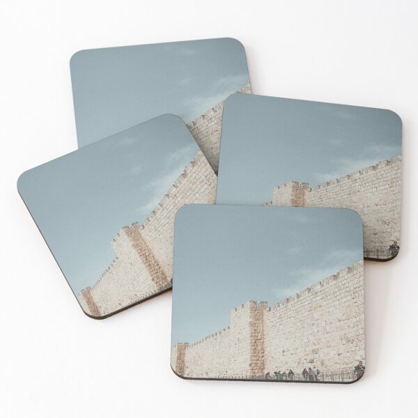 Item preview, Jerusalem walls, blue sky poster, Holy Land Israel landscape, sacred landmark photography designed and sold by Prints Actually.