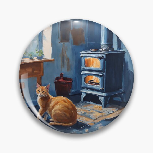 Item preview, Acogedor gato invernal junto a la estufa de leña en una cocina rústica designed and sold by Diclebaybas.